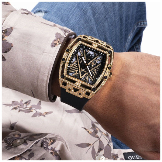 GUESS Men's Watch GW0564G1 Black Gold Tone 5 ATM Water Resistance