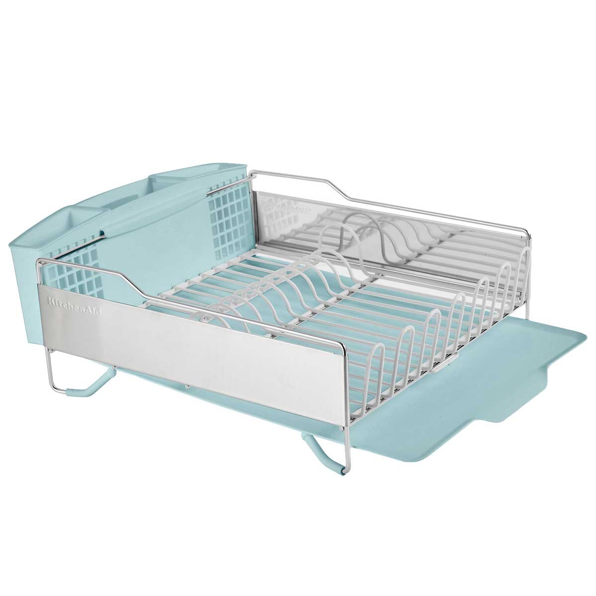 KitchenAid Dish Drying Rack Mineral Blue, Large Capacity, Corrosion Resistant, Removable Flatware Caddy