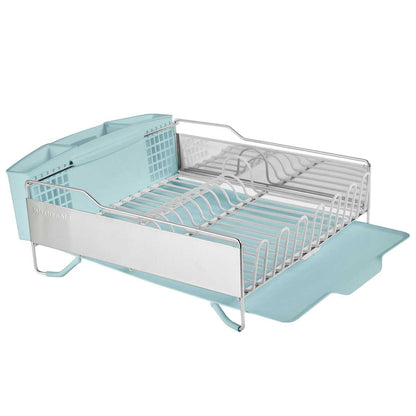KitchenAid Dish Drying Rack Mineral Blue, Large Capacity, Corrosion Resistant, Removable Flatware Caddy