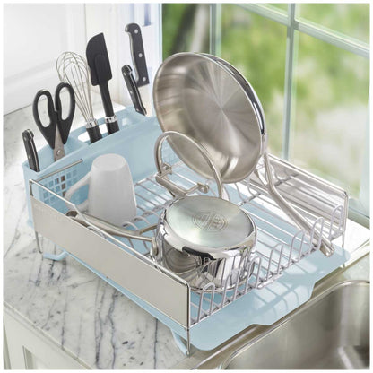 KitchenAid Dish Drying Rack Mineral Blue, Large Capacity, Corrosion Resistant, Removable Flatware Caddy