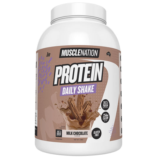 Muscle Nation Daily Shake Protein 1.8kg Chocolate - High Protein Powder with 19.7g Protein, 0.9g Fat, 6.9g Carbs