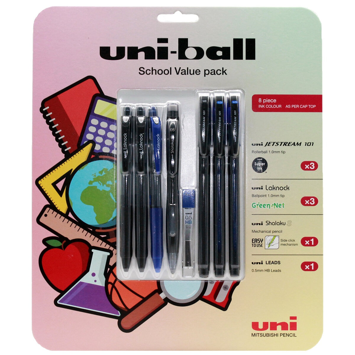 Uni-ball 8 Piece Gel Pen Set | Assorted Colors | Fade-Resistant Ink | Smooth Writing Experience - SuperSaverAU - view 1