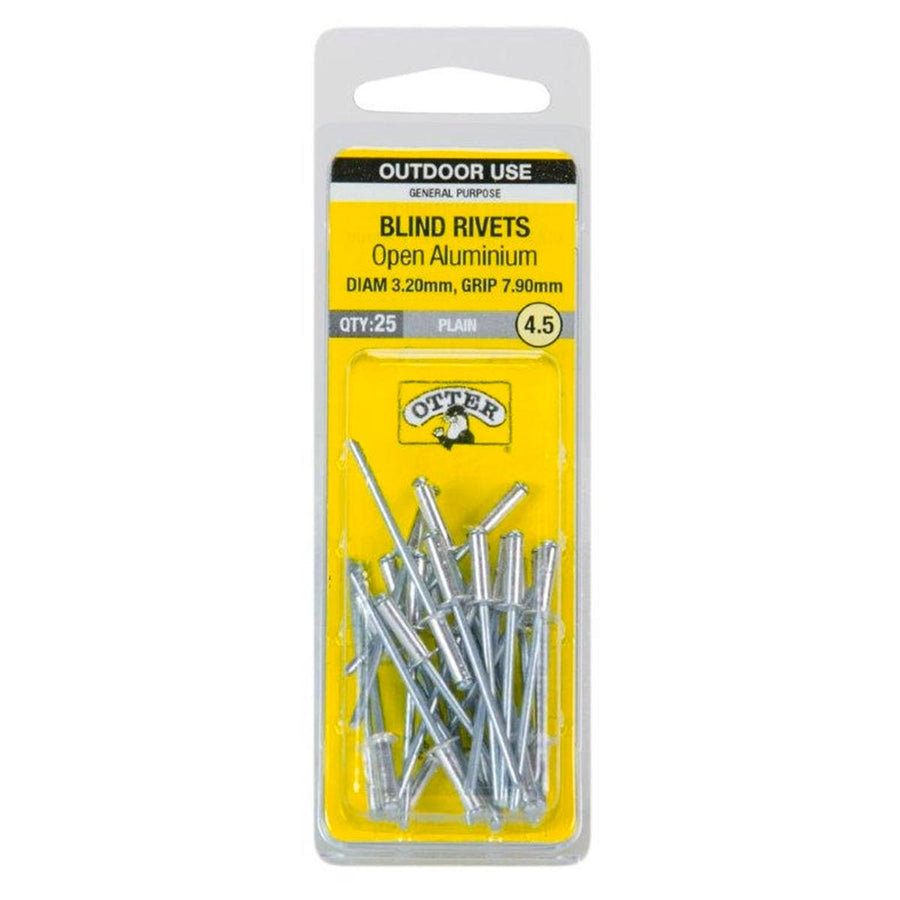 Otter Open Aluminium Blind Rivets 3 2 x 7 9mm 25 Pack Lightweight Durable - SuperSaverAU - view 1