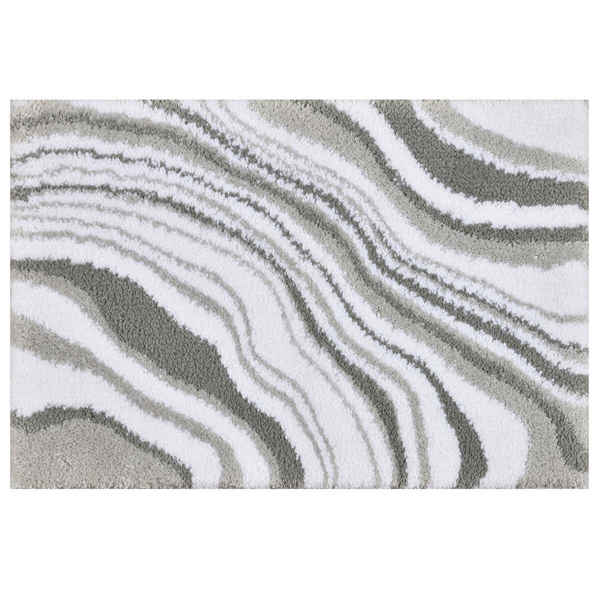 Riviera Homes Marble Print Bath Mat 2 Pack Grey 40 x 60cm - Plush, Super Soft, Machine Washable, Non Skid