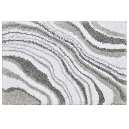 Riviera Homes Marble Print Bath Mat 2 Pack Grey 40 x 60cm - Plush, Super Soft, Machine Washable, Non Skid
