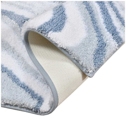 Riviera Homes Marble Print Bath Mat 2 Pack Blue 40 x 60cm Machine Washable Non Skid - Grey Taupe Blue