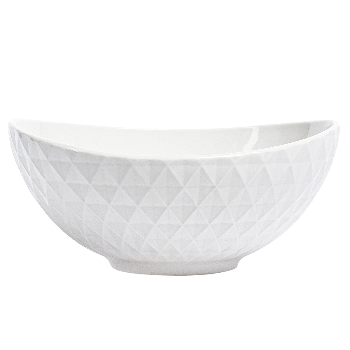 over&back Bistro Diamond Bowls 4 Pieces - White Stoneware, Microwave & Dishwasher Safe