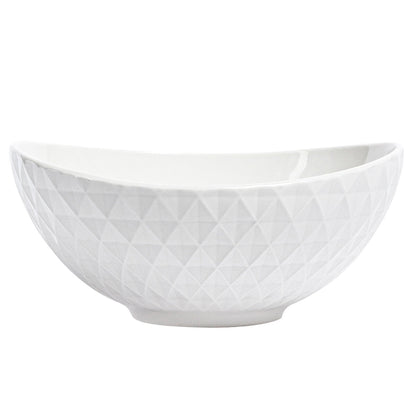 over&back Bistro Diamond Bowls 4 Pieces - White Stoneware, Microwave & Dishwasher Safe