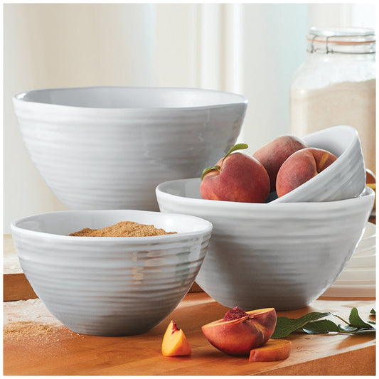 Pandex Ombre Mixing Bowls With Lids 4 Piece Set Grey - 100% Melamine, Heavy Weight, Dishwasher Safe, Lids Included