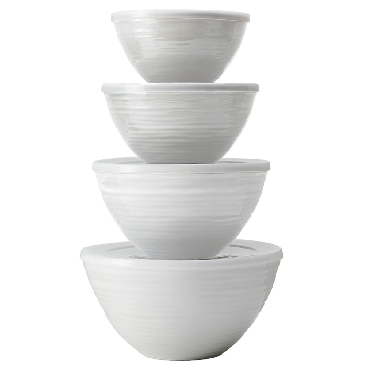 Pandex Ombre Mixing Bowls With Lids 4 Piece Set Grey - 100% Melamine, Heavy Weight, Dishwasher Safe, Lids Included