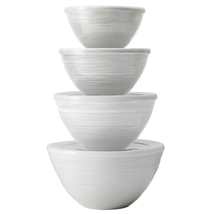 Pandex Ombre Mixing Bowls With Lids 4 Piece Set Grey - 100% Melamine, Heavy Weight, Dishwasher Safe, Lids Included