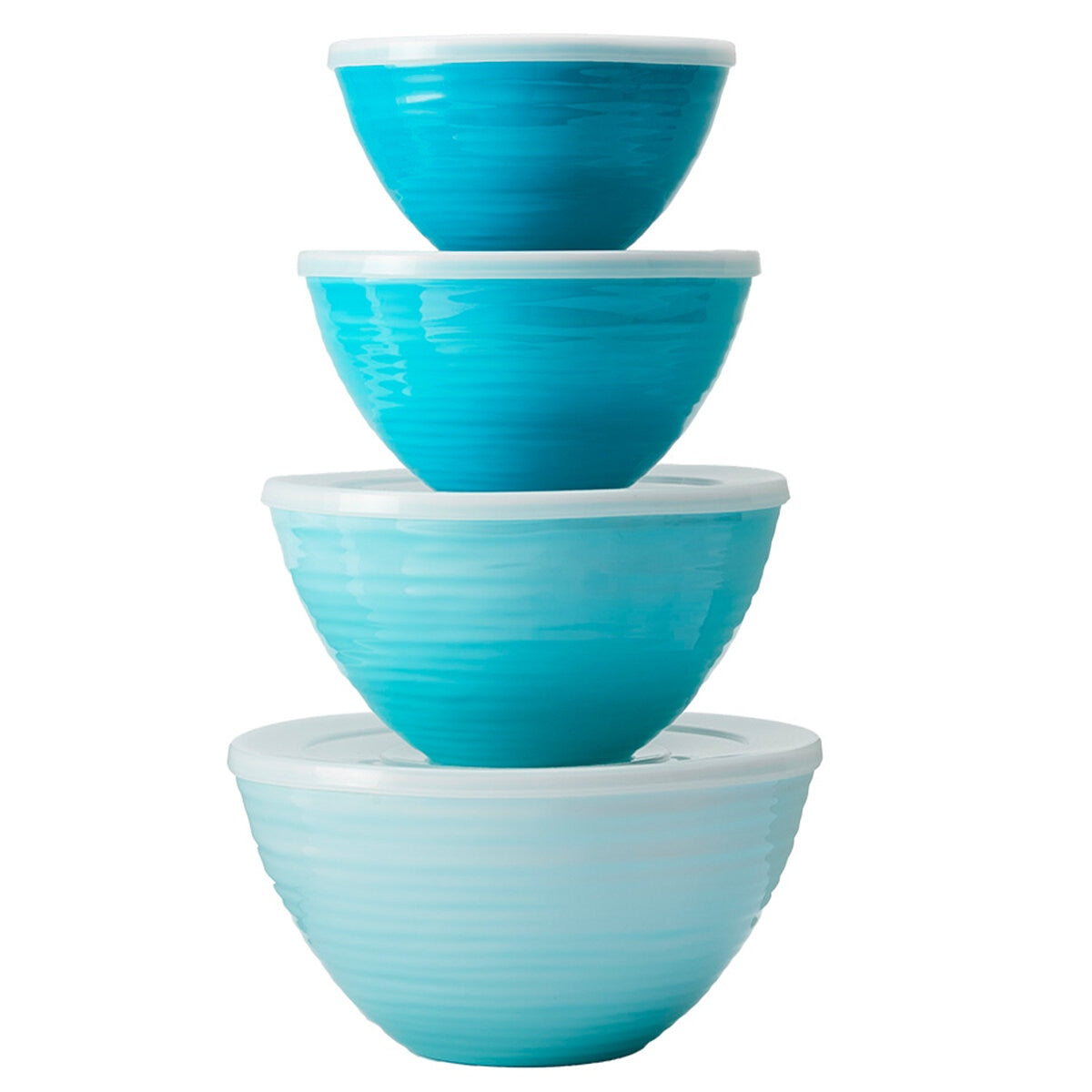 Pandex Ombre Mixing Bowls 4 Piece Set Teal, 100% Melamine, Heavy Weight, Dishwasher Safe, Lids Included