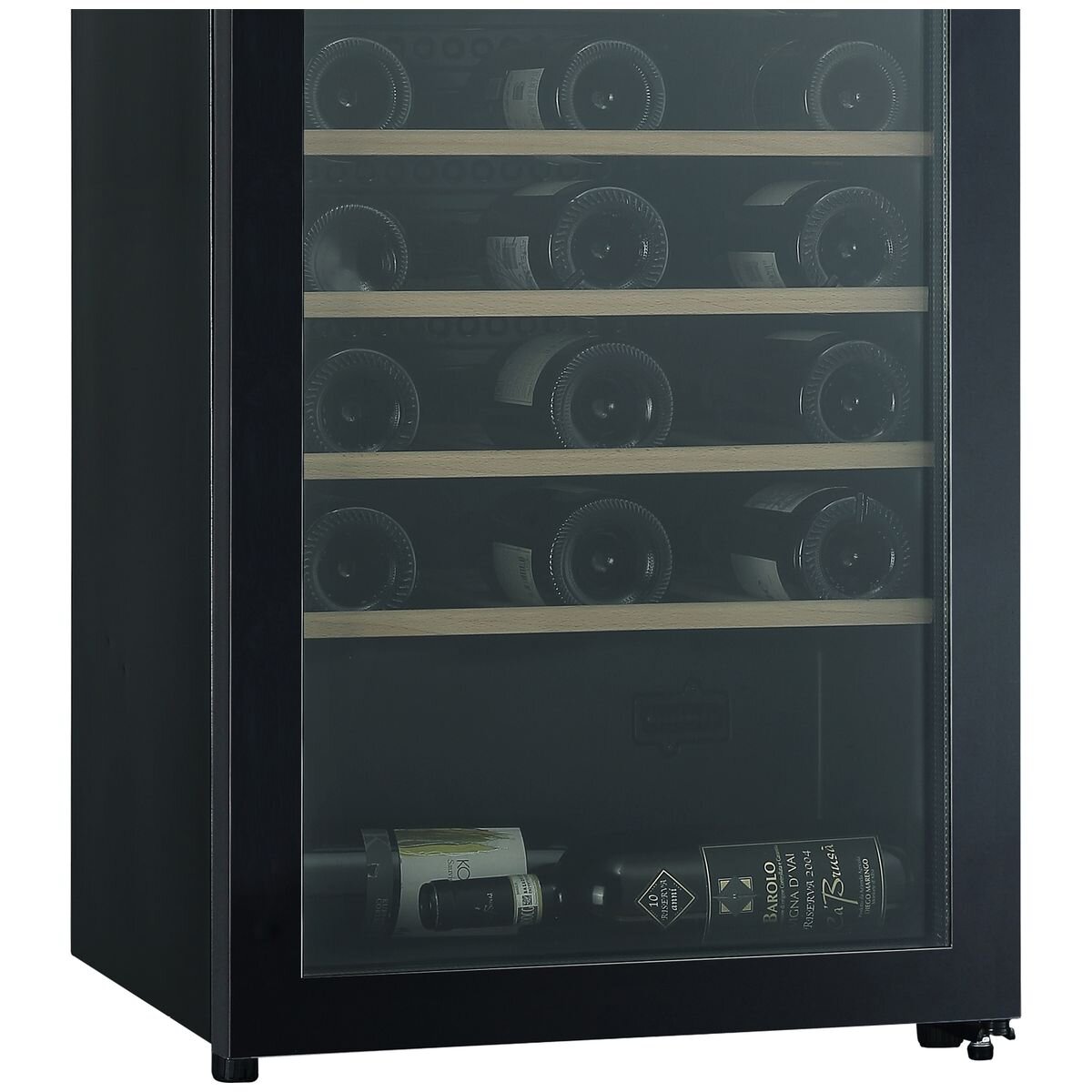 Cantina 34 Bottle Single Zone Freestanding Wine Cabinet - Black Glass Door, 85L - CCWFS34B