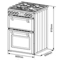 Belling 60cm Mini Richmond Dual Fuel Freestanding Oven - Double Oven, Wok Burner, White - BMR60DODFW