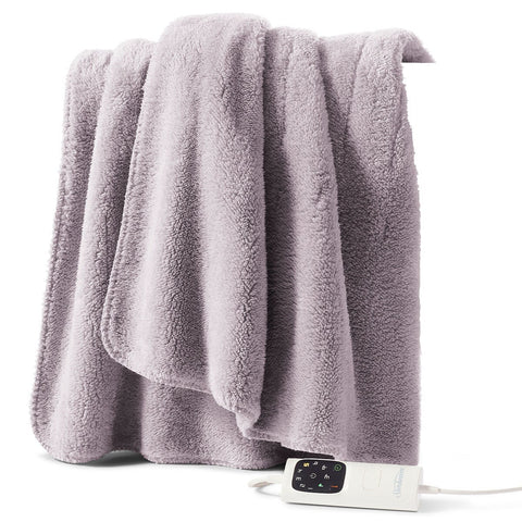 Sunbeam Feel Perfect Cosy Sherpa Fleece Heated Throw - Digital Controller, Machine Washable - TRF4200