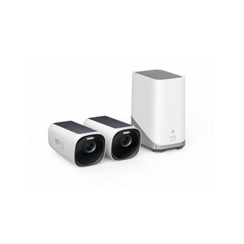 Eufy eufyCam 3 Wireless Security Camera Kit 2 Pack with HomeBase 3, White, T8871TW1
