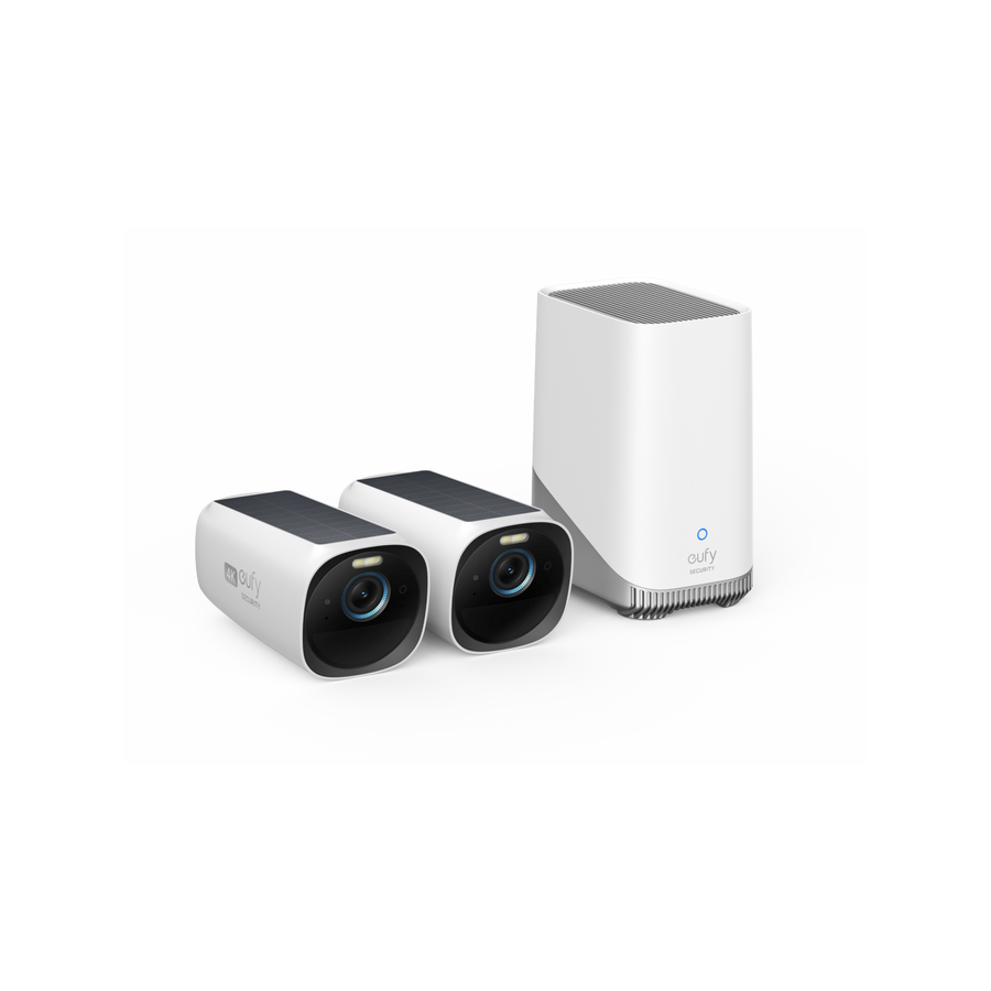 Eufy eufyCam 3 Wireless Security Camera Kit 2 Pack with HomeBase 3, White, T8871TW1