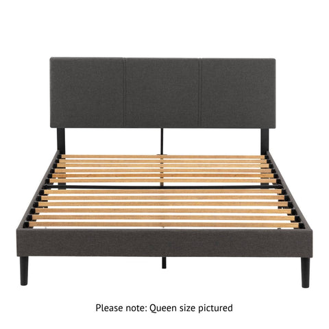 Zinus Queen Cambril bed frame - dark grey fabric upholstery, steel frame, 250kg capacity - AU-FPPBC1-38Q