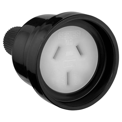 HPM 10A 3 Pin Extension Cord Socket, Black PVC, 240V, CD7PBL