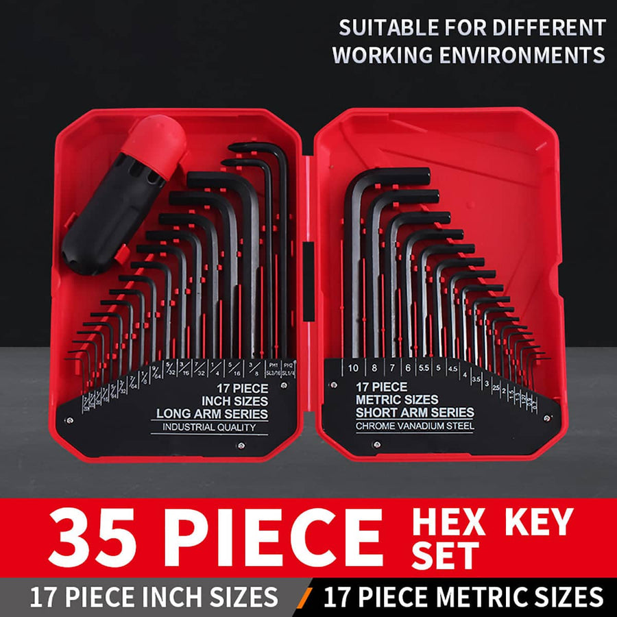 35 Piece L Shaped Hex Key Wrench Set Allen Key Tool Kit for Home Car Repair