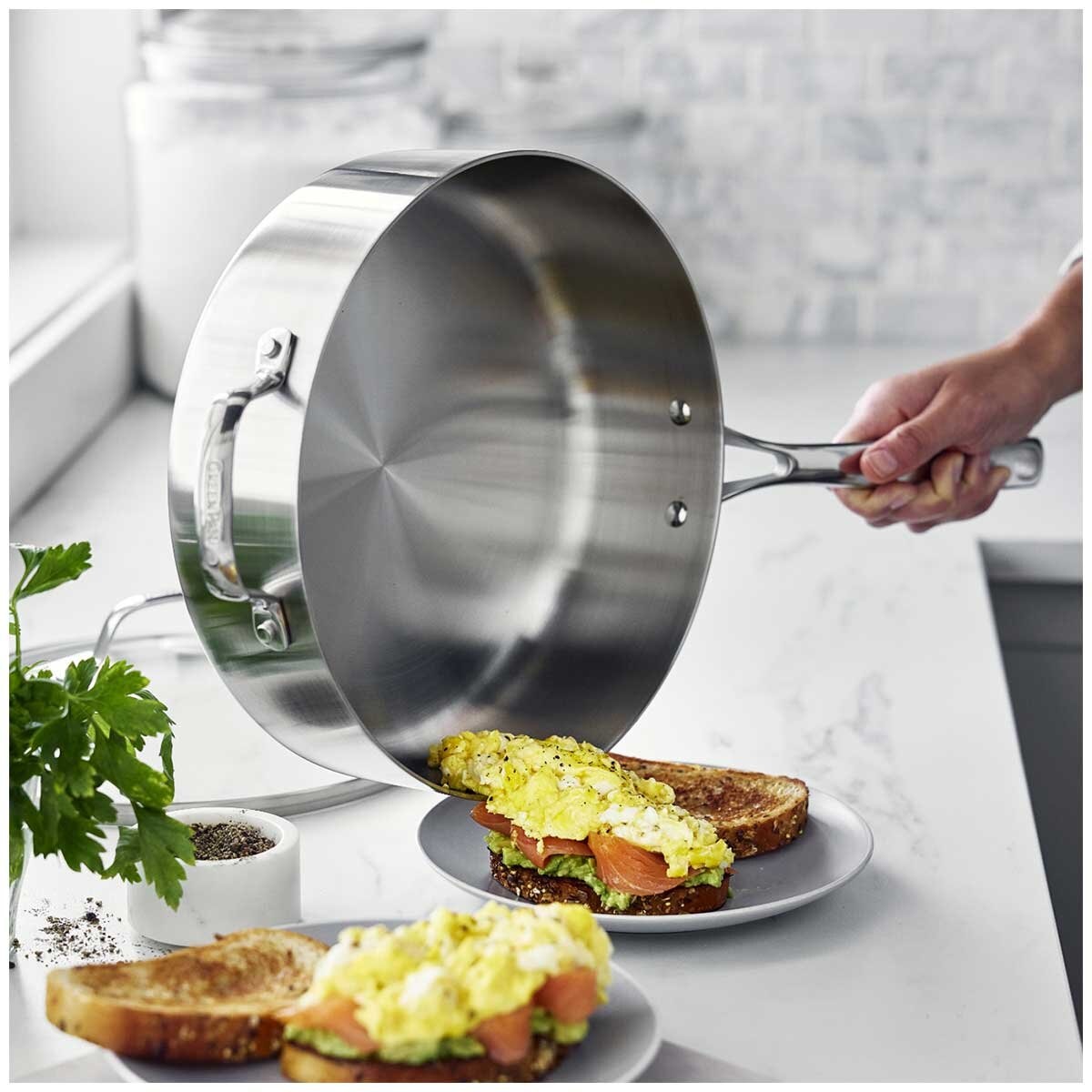 GreenPan Superior Deep Sauté 28cm 4.7L PFAS-Free Tri-Clad Stainless Steel Cookware - SuperSaverAU - view 5