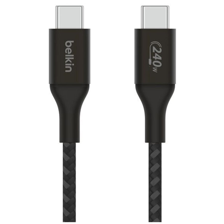 Belkin BoostCharge USB-C to USB-C Cable 1M CAB015BT1MBK | Fast Charging 240W MacBook Pro 14” | Dual E-marker Chips | Durable Nylon & Aluminum - SuperSaverAU - view 1