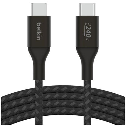 Belkin BoostCharge USB-C to USB-C Cable 1M CAB015BT1MBK | Fast Charging 240W MacBook Pro 14” | Dual E-marker Chips | Durable Nylon & Aluminum