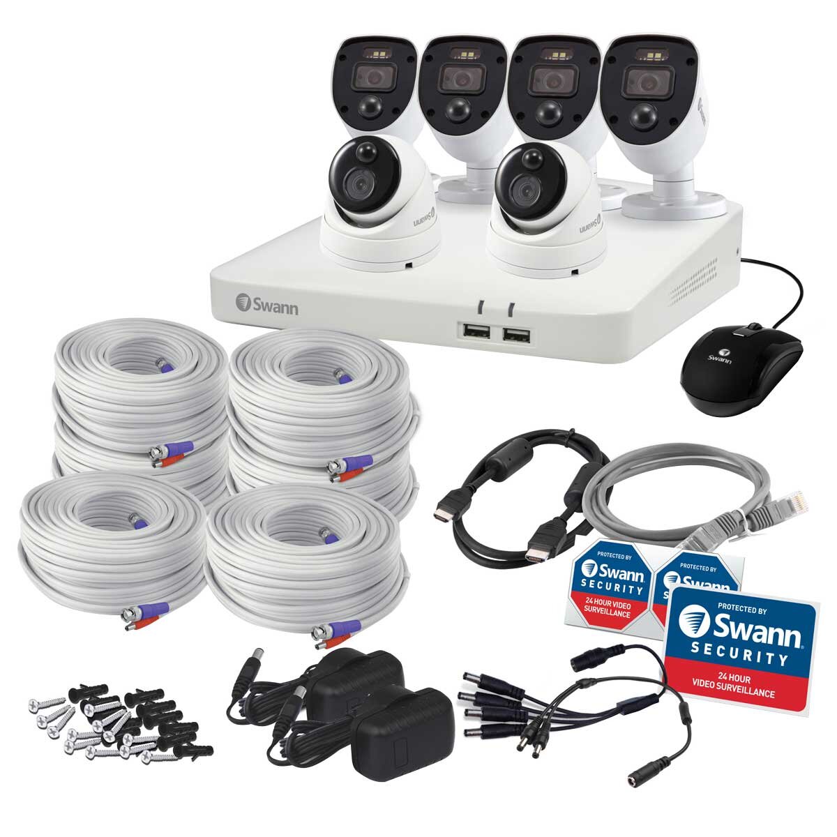 Swann 6 Camera 8 Channel 1080p Full HD DVR Security System SWDVK-84680W4SL2D with True Detect Technology, Night2Day Colour Night Vision, Smartphone Control, and Weatherproof Design