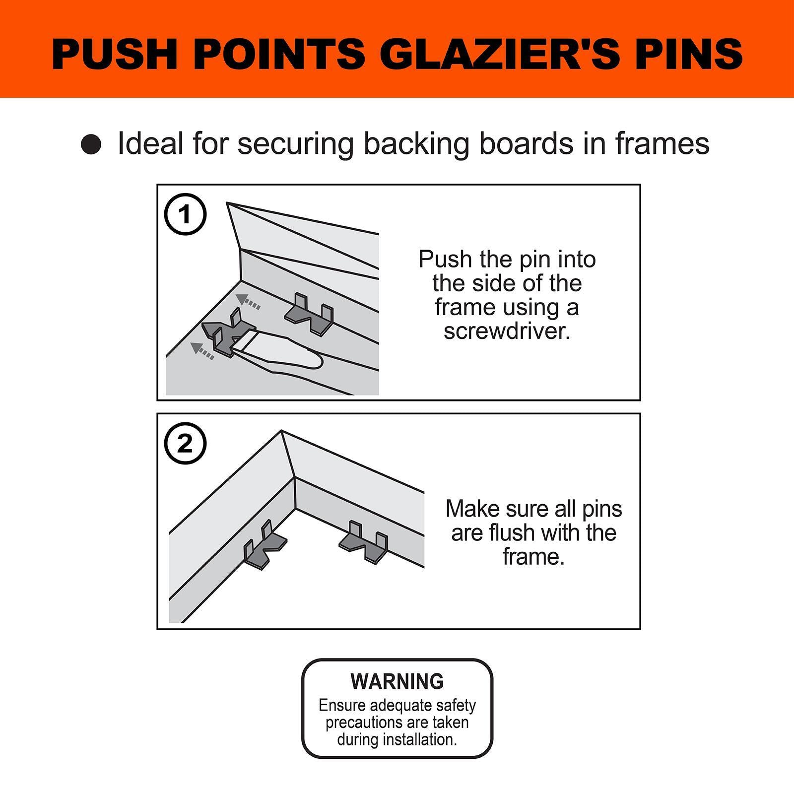 Everhang Glazier Push Point Picture Framing Pins Zinc Plated - 50 Pack
