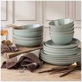 over&back Options Dinnerware 16 Piece Set Linen Stoneware, Microwave & Dishwasher Safe, Trendy, Sage & Linen, 1109 ml, 695 ml - SuperSaverAU - view 3