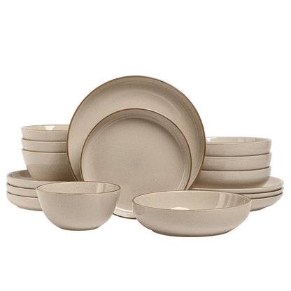 over&back Options Dinnerware 16 Piece Set Sage, Stoneware, Microwave & Dishwasher Safe, Trendy Design, 2 Color Options
