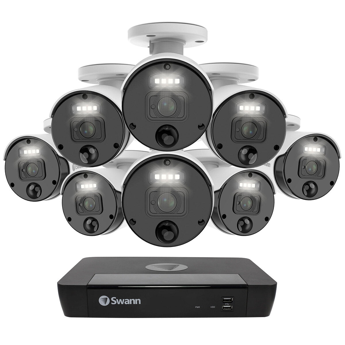 Swann NVR 8 Cameras Security 4K Monitoring 2TB 5MP SWNVK-876808-AU - Colour Night Vision, Motion Detection, Smartphone Integration