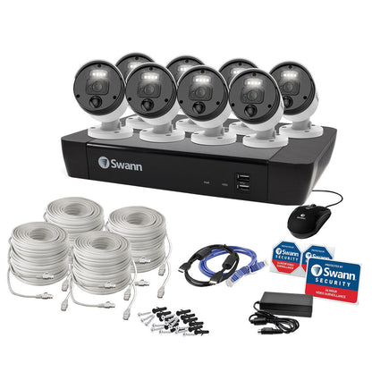 Swann NVR 8 Cameras Security 4K Monitoring 2TB 5MP SWNVK-876808-AU - Colour Night Vision, Motion Detection, Smartphone Integration