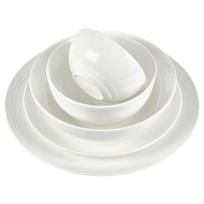 Mikasa Kyler 20 Piece Dinnerware Set | Chip Resistant Bone China | Embossed Ridge Pattern | Microwave & Dishwasher Safe