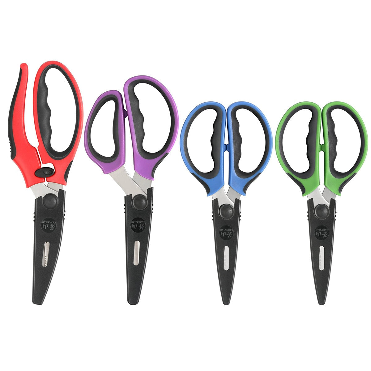 Cangshan Heavy Duty Shears Set With Blade Guards 4 Piece - Ultra Sharp Stainless Steel Blades, Ergonomic Handles