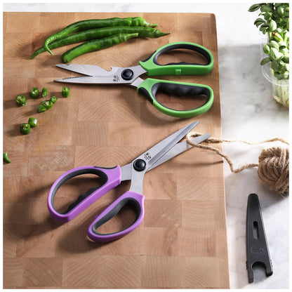 Cangshan Heavy Duty Shears Set With Blade Guards 4 Piece - Ultra Sharp Stainless Steel Blades, Ergonomic Handles