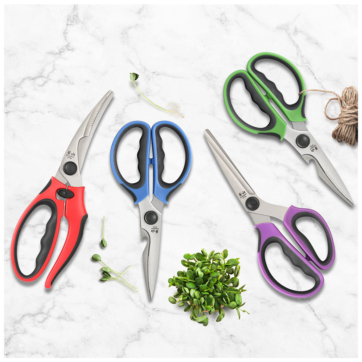 Cangshan Heavy Duty Shears Set With Blade Guards 4 Piece - Ultra Sharp Stainless Steel Blades, Ergonomic Handles