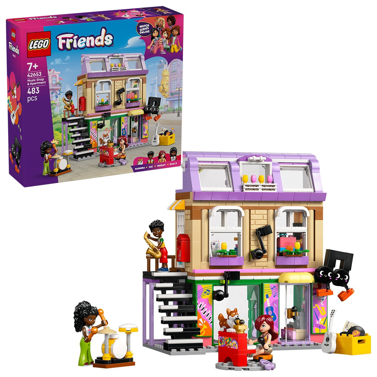 LEGO Friends Music Shop & Apartment 42653 - Music Studio, Recording Booth, Mini-doll Figures, Keyboard, Drum Set, Creative Play