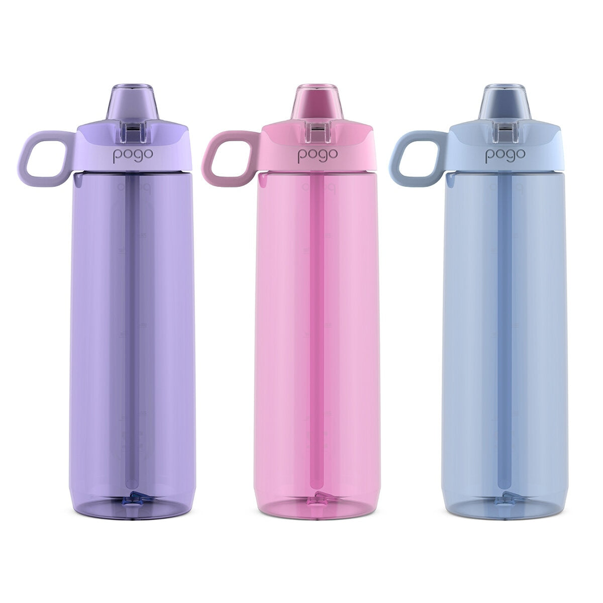 Pogo Tritan Water Bottle 946 ml x 3 Pack Pink Purple Blue - Leakproof, BPA-Free, Dishwasher Safe
