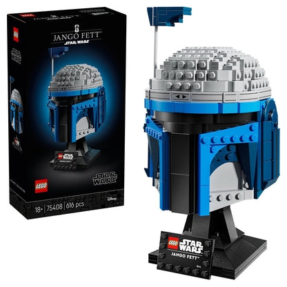 LEGO Star Wars Jango Fett Helmet 75408 Buildable Model Kit for Adults, 616 Pieces, Adjustable Rangefinder Antenna