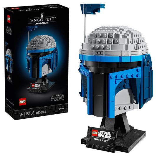 LEGO Star Wars Jango Fett Helmet 75408 Buildable Model Kit for Adults, 616 Pieces, Adjustable Rangefinder Antenna