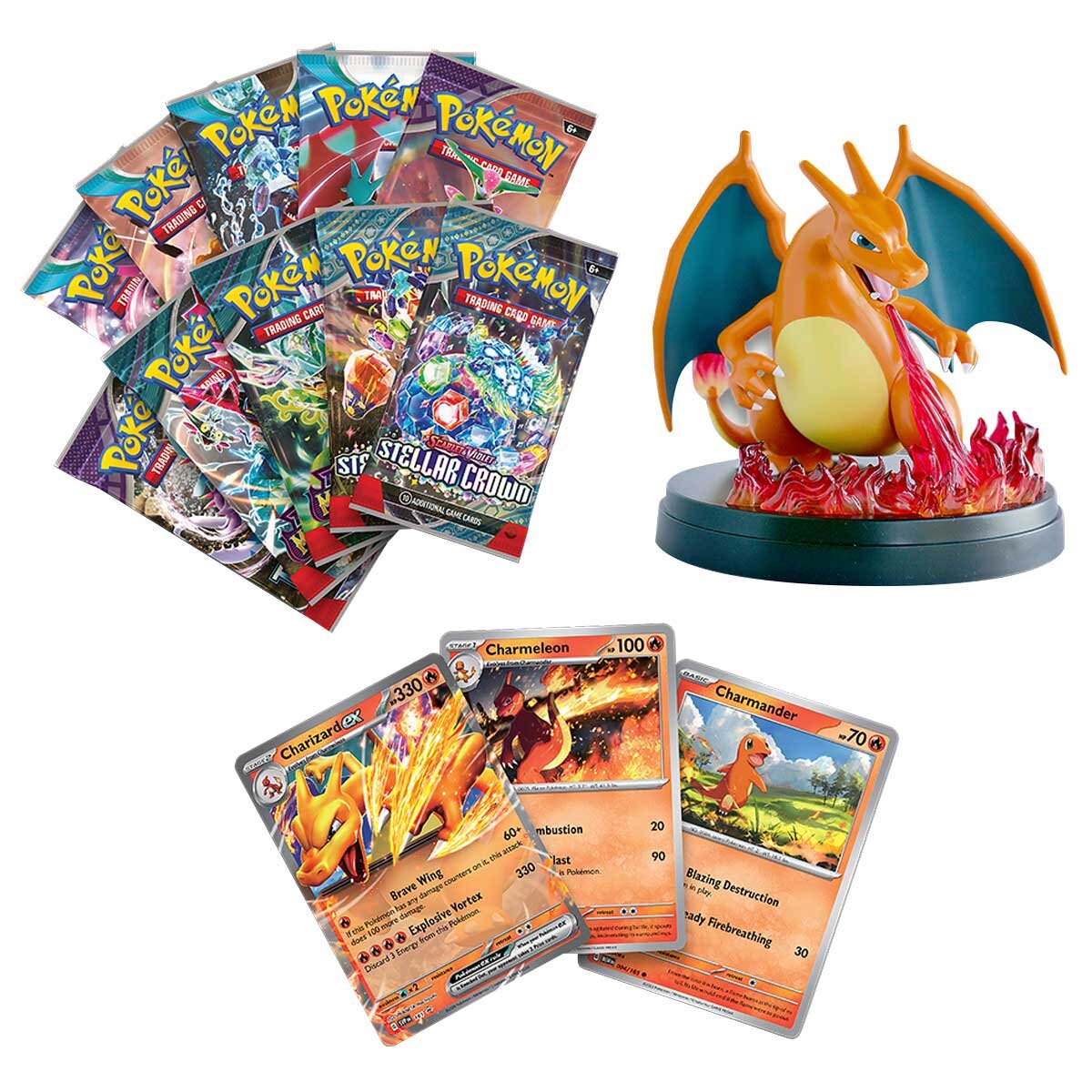 Pokémon Charizard ex Super-Premium Collection Figure with Translucent Fire Effects & 10 Booster Packs - SuperSaverAU - view 1