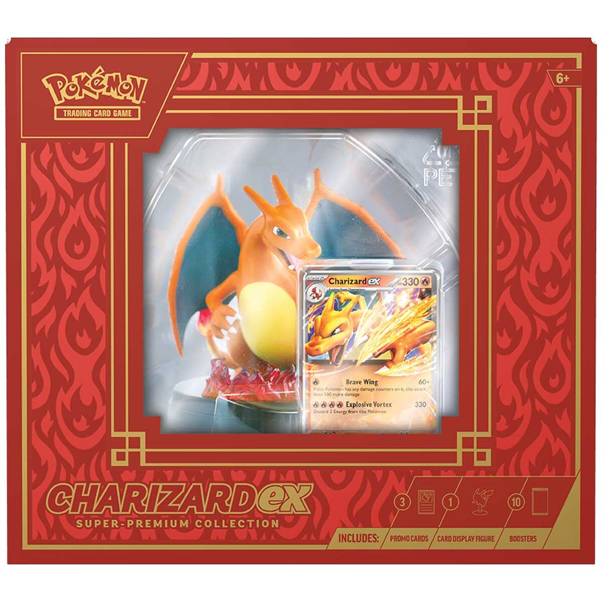 Pokémon Charizard ex Super-Premium Collection Figure with Translucent Fire Effects & 10 Booster Packs
