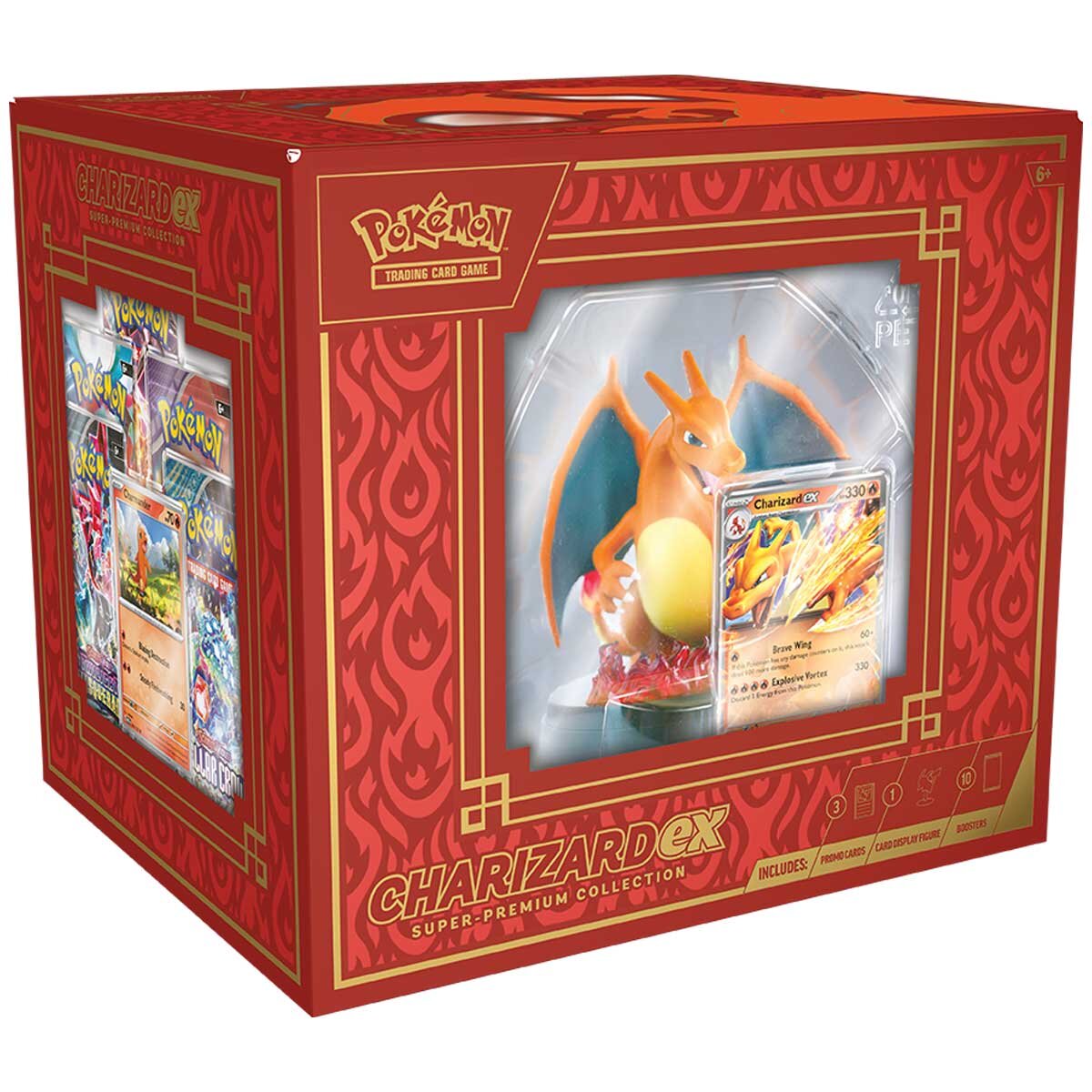 Pokémon Charizard ex Super-Premium Collection Figure with Translucent Fire Effects & 10 Booster Packs