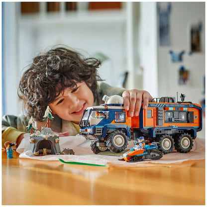 LEGO City Arctic Explorer Science Lab Truck 60471 with 6 Wheel Suspension, Rotating Rooftop Observatory, 5 Explorer Minifigures, 3 Arctic Wolf Figures, 1,064 Pieces