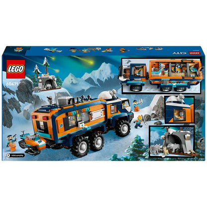 LEGO City Arctic Explorer Science Lab Truck 60471 with 6 Wheel Suspension, Rotating Rooftop Observatory, 5 Explorer Minifigures, 3 Arctic Wolf Figures, 1,064 Pieces