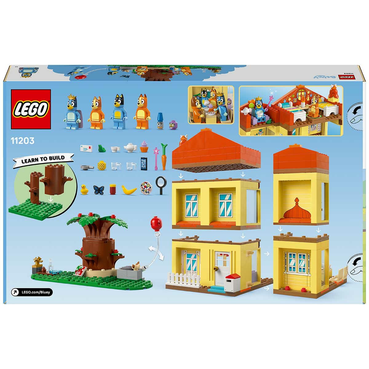 LEGO Bluey Bluey’s Family House Playset 11203 with 4 Minifigures & Modular Design