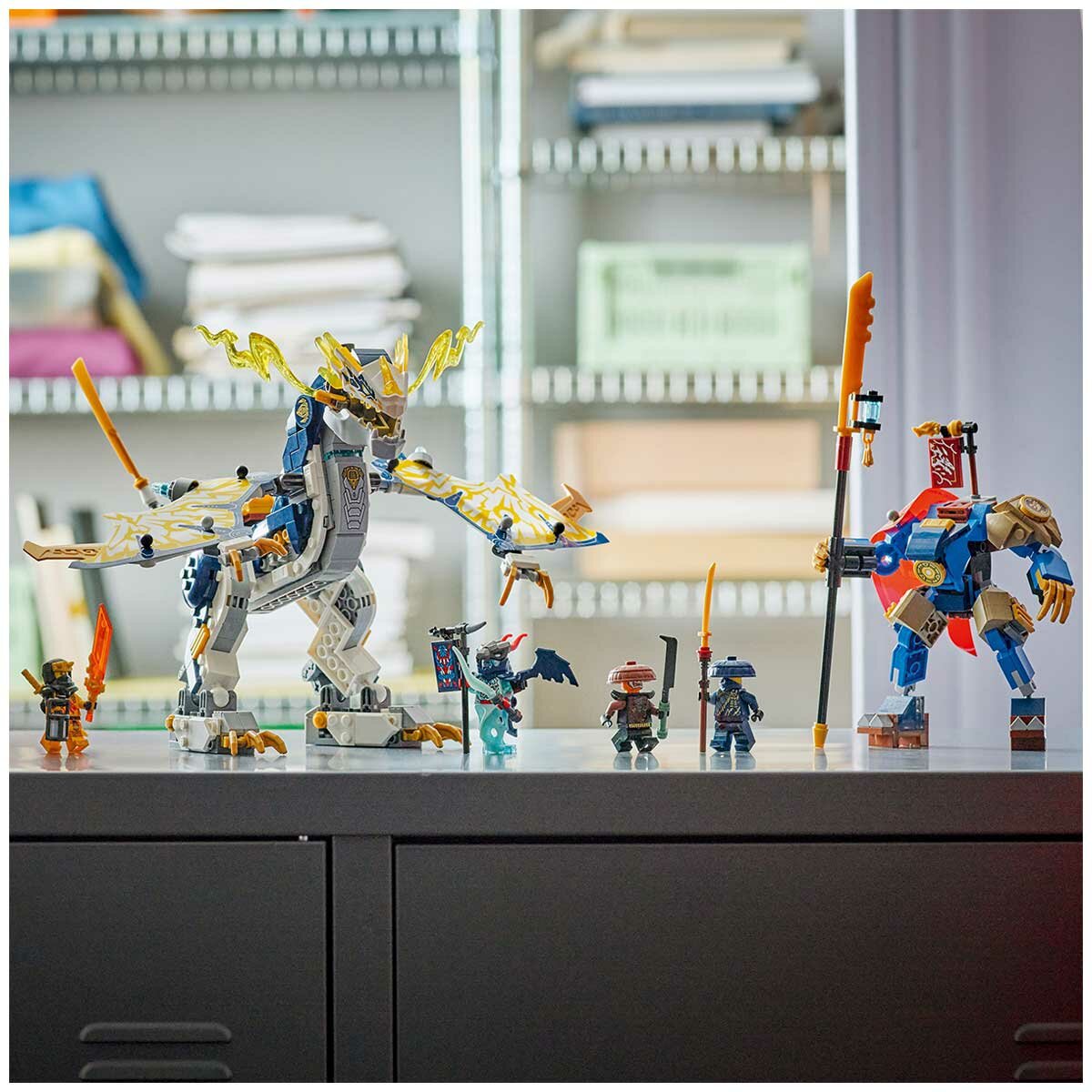 LEGO NINJAGO Rogue's Mech Dragon Rider 71843 Combo Ninja Toy with Movable Mech and Dragon Figures, 4 Minifigures, and Interactive Playset Integration