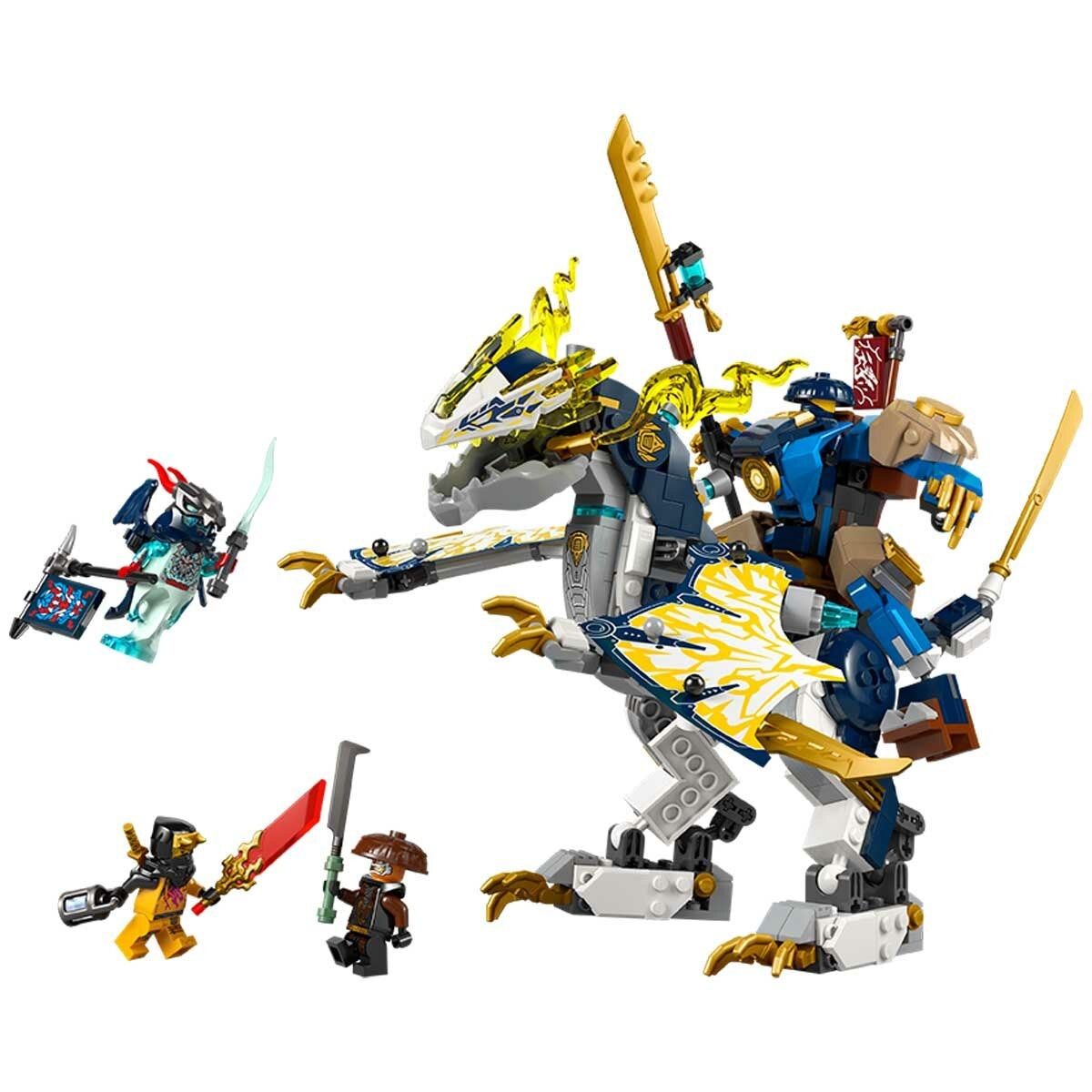 LEGO NINJAGO Rogue's Mech Dragon Rider 71843 Combo Ninja Toy with Movable Mech and Dragon Figures, 4 Minifigures, and Interactive Playset Integration