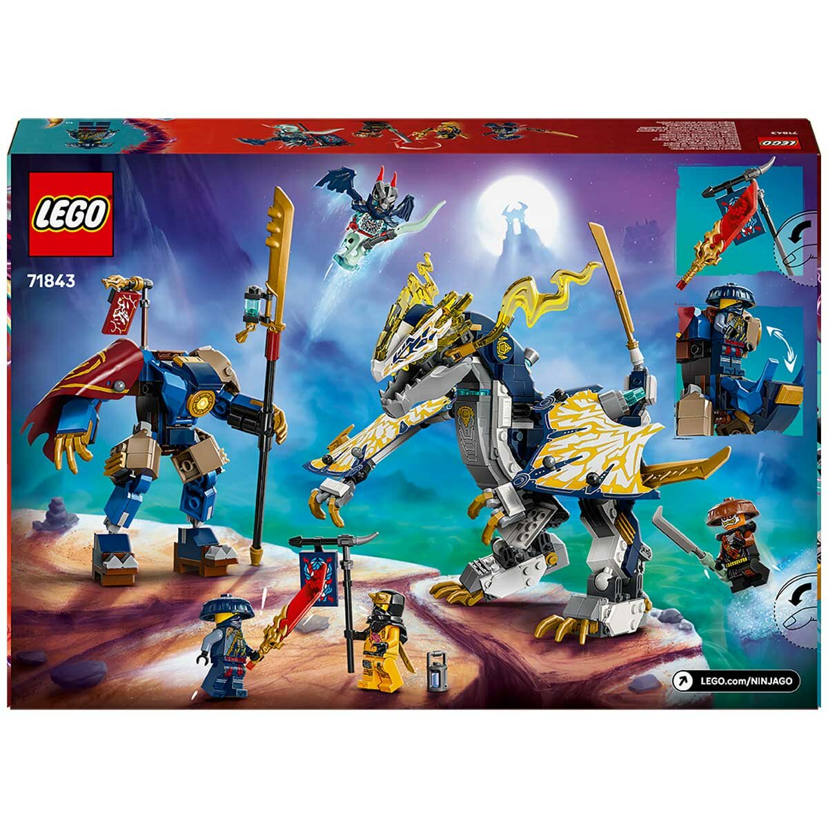 LEGO NINJAGO Rogue's Mech Dragon Rider 71843 Combo Ninja Toy with Movable Mech and Dragon Figures, 4 Minifigures, and Interactive Playset Integration